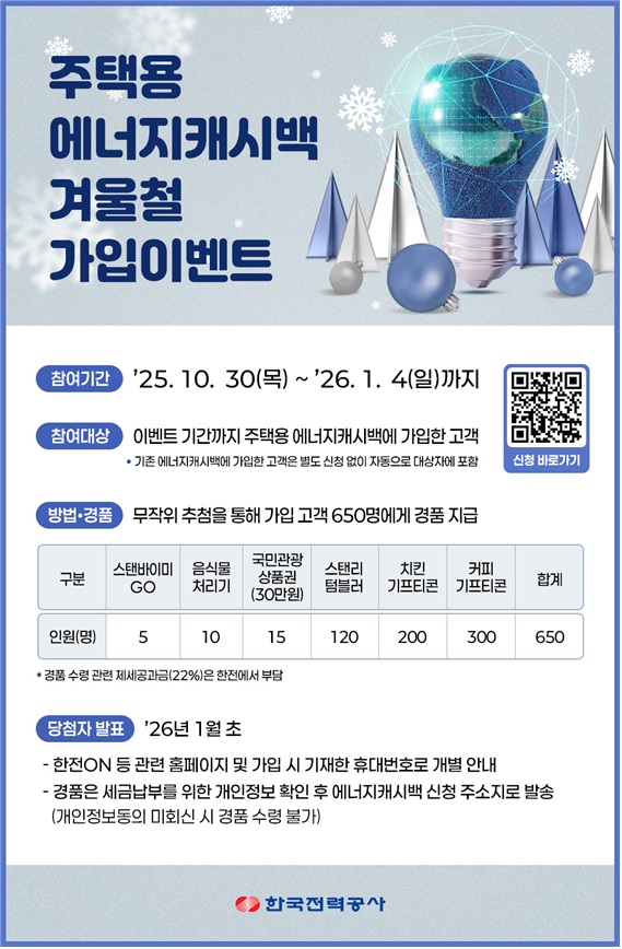 에너지캐시백 가입이벤트 포스터/사진=한전 제공